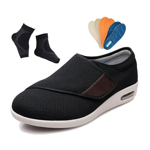 Mens Diabetic Edema Shoes, Summer Mesh Plus Size Breathable Adjustable Diabetic Sandals for Men, Lightweight Wide Feet Walking Edema Sneakers, for Elderly Foot Pain Relief Neuropathy