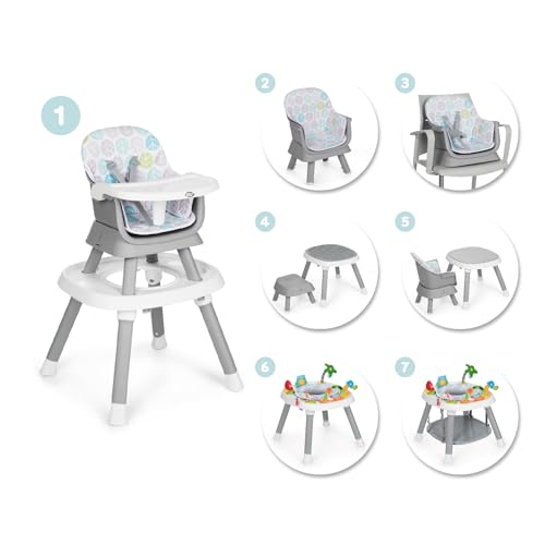 MS BabyWorld – Centro de Juegos 7 en 1 – Trona | Taburete | Silla | Alzador | Asiento Giratorio | Mesa de Juegos | Juguetes Interactivos