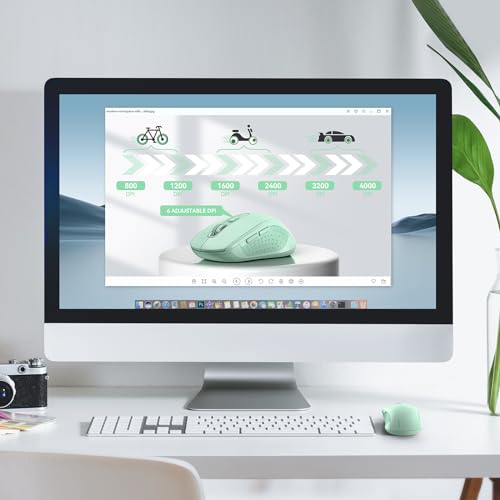 Image of TECKNET Bluetooth Mouse (BT 5.0 /3.0+2.4Ghz), 6-Level 4000 DPI Wireless Mice for Laptop, 2-in-1 Ergonomic Computer Portable PC Mouse, Silent Mouse with USB Receiver for Windows /Mac /PC /Notebook-Green