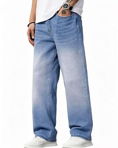 Image of Baggy Jeans for Men Y2K Streetwear Vintage Wide Leg Loose Fit Denim Pants Hip Hop Skater Carpenter Jeans