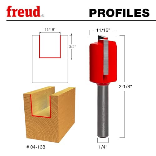 Image of Freud 04-138: 11 /16 inch (Dia.) Double Flute Straight Bit with 1 /4 inch Shank