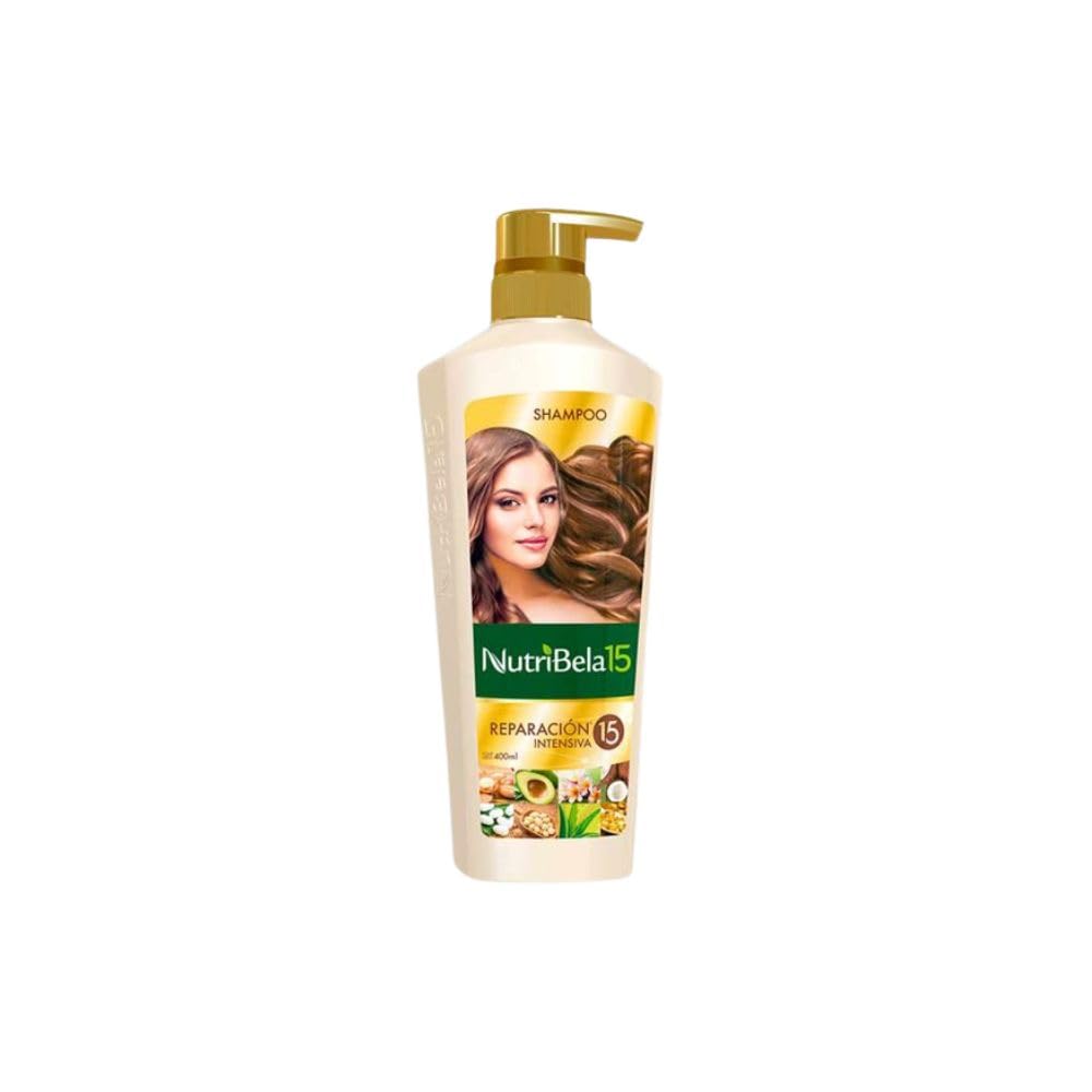 Nutribela 15 Reparacion Intensiva (3 Pack) Nutribela Shampoo Reparacion Intensiva 400mL + Acondicionador Reparacion Intensiva 400mL + Tratamiento 300mL, Nutribela Shampoo y Acondicionador