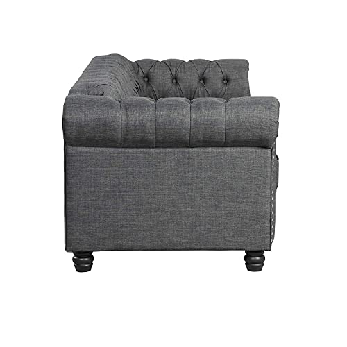 Morden Fort Couch Sofa, Couches For Living Room No Sagging, Couches 24'' Comfy Seat Depth, Sofas Couches Tool-Free Assemble, Sofas For Living Room Chesterfield Pet-Friendly Linen Easy Clean Dark Grey #TOP3