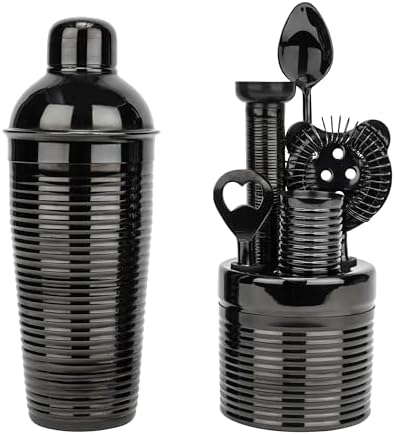 French Home 7-Piece Black Stainless-Steel Barware Set - Thumbnail 2