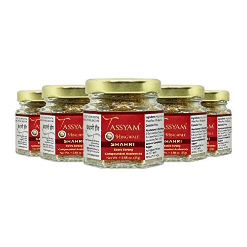 Image of Tassyam Hingwale Extra Strong Shahri Hing 125g (5X 25g) Bottle | Hand Pounded & Natural | Jain Hing