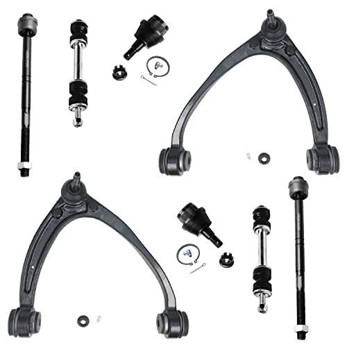 Image of Detroit Axle - 8pc Front End Kit for 2007-2013 Chevrolet Silverado 1500 GMC Sierra Suburban 1500 Avalanche Tahoe Yukon Cadillac Escalade, Upper Control Arms Sway Bars Inner Tie Rods Lower Ball Joints
