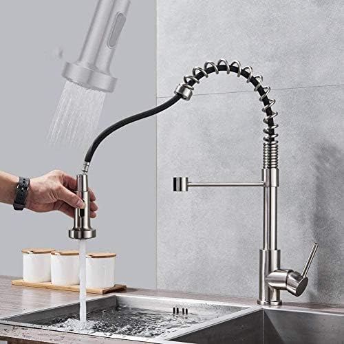 Kitchen Taps Tap Faucet Brushed Nickel Pull Out Bathroom Sink Mixer Deck Mounted Spring Pulling Down