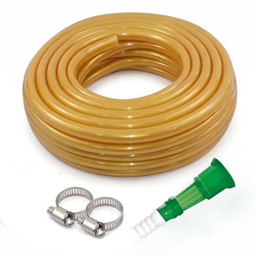 Image of Casa De Amor 0.5 Inch Flexible Expandable Garden Hose Pipe with Connector & Clamps | Light Golden Water Pipe for Gardening, Car Wash & Home Use | Leak-Proof, Lightweight | 5 Meter (16.40 Feet)