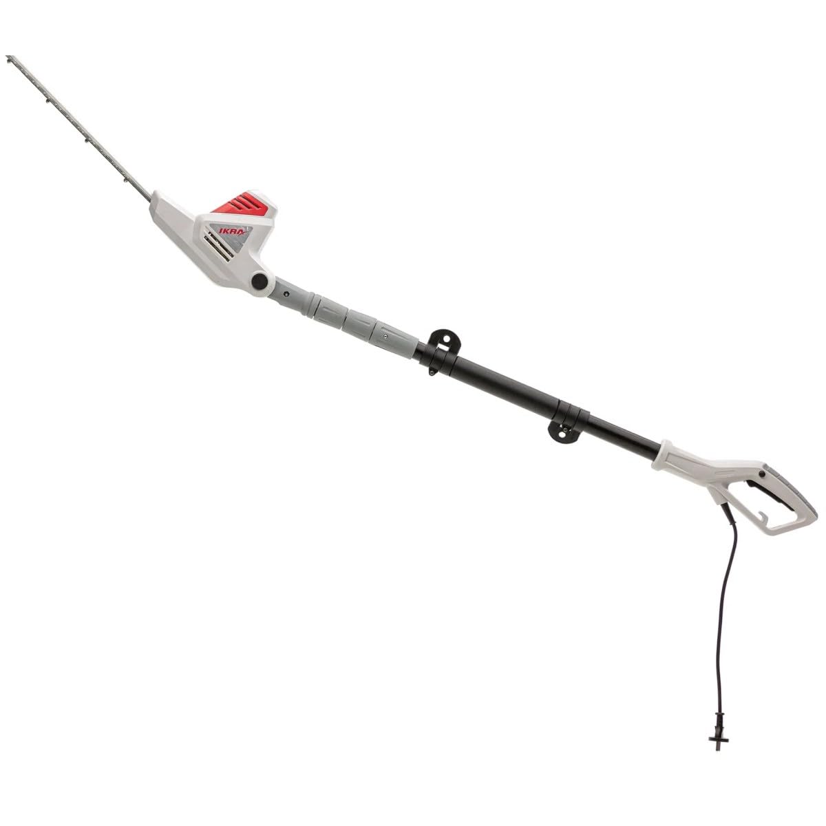 Tamaño seto telescópico con cable, 600 W, hoja de corte 59 cm, corte 51 cm, tamaño seto sobre palo ajustable, 1,95 – 2,40 m IKRA