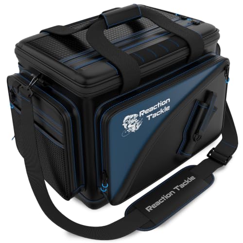 Image of Reaction Tackle Saltwater Fishing Tackle Bags, Water Resistant 1000D PVC Tackle Box Bag with Removable Dividers, Fits 3600 and 3700 Trays, Medium