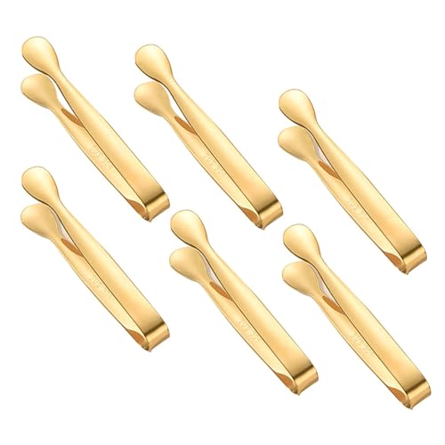 Lot de 6 mini pinces à sucre en acier inoxydable - Pince à glace, à salade, à pâtisserie, à bonbons, pour mariage, bar, self-service, barbecue,...