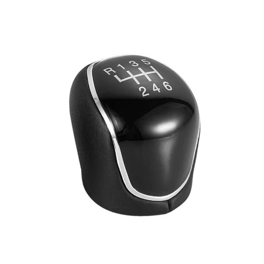 YDXHERTA Leather 5 6 Speed MT Gear Shift Knob for Focus Mk2 Mk3 for Mondeo Mk4 IV for Galaxy for Transit for Custom for Kuga Auto Parts(6 Speed Black)