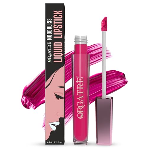 Image of Orgatre Moodbliss Liquid Lipstick | Waterproof, Long Lasting & Smudge Proof | Non-Drying, Lightweight & Highly Pigmented | Matte Finish | 4.5ml (Tulip Taffy)