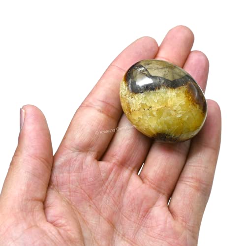 Image of Amazing Gemstone Septarian Crystals and Healing Stones - Large Palm Stone Crystals Piedra - Crystal for Good Luck, Balanced Positive Energy, Meditation - Unique Stocking Stuffers, Gifts for Women, Men