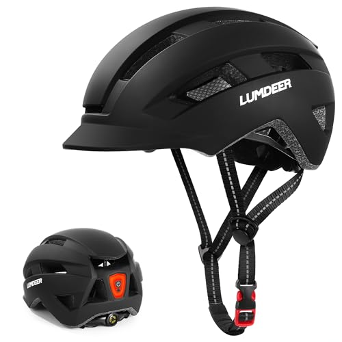 LUMDEER Fahrradhelm Erwachsene mit Schild, Helm Fahrrad mit licht für Damen und Herren, Cityhelm Mountainbike Helm Fahrradhelm mit Rücklicht für Urban Scooter MTB Pendler