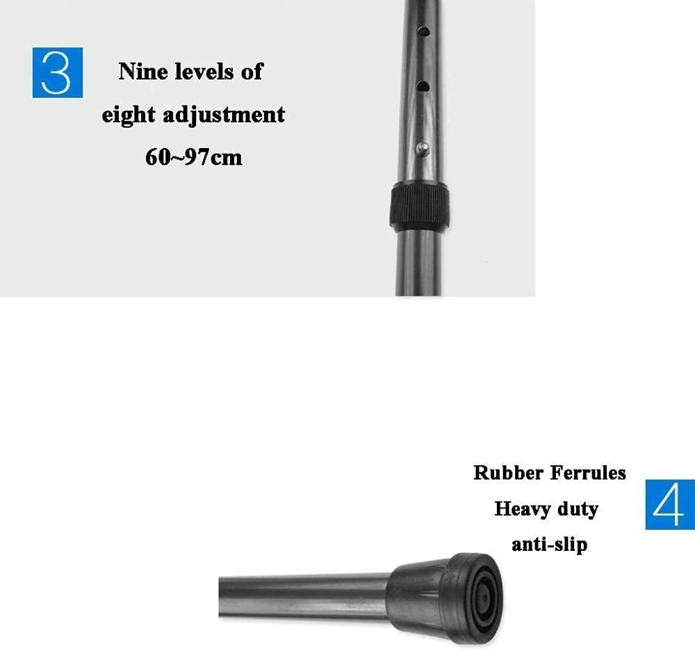 Laska-drewniany ergonomiczny uchwyt 9 regulowana wysokość, z antypoślizgową podstawą Heavy Duty Safety Walking Rollator, kule mobilności dla starszych mężczyzn, kobiet, osób niepełnosprawnych w