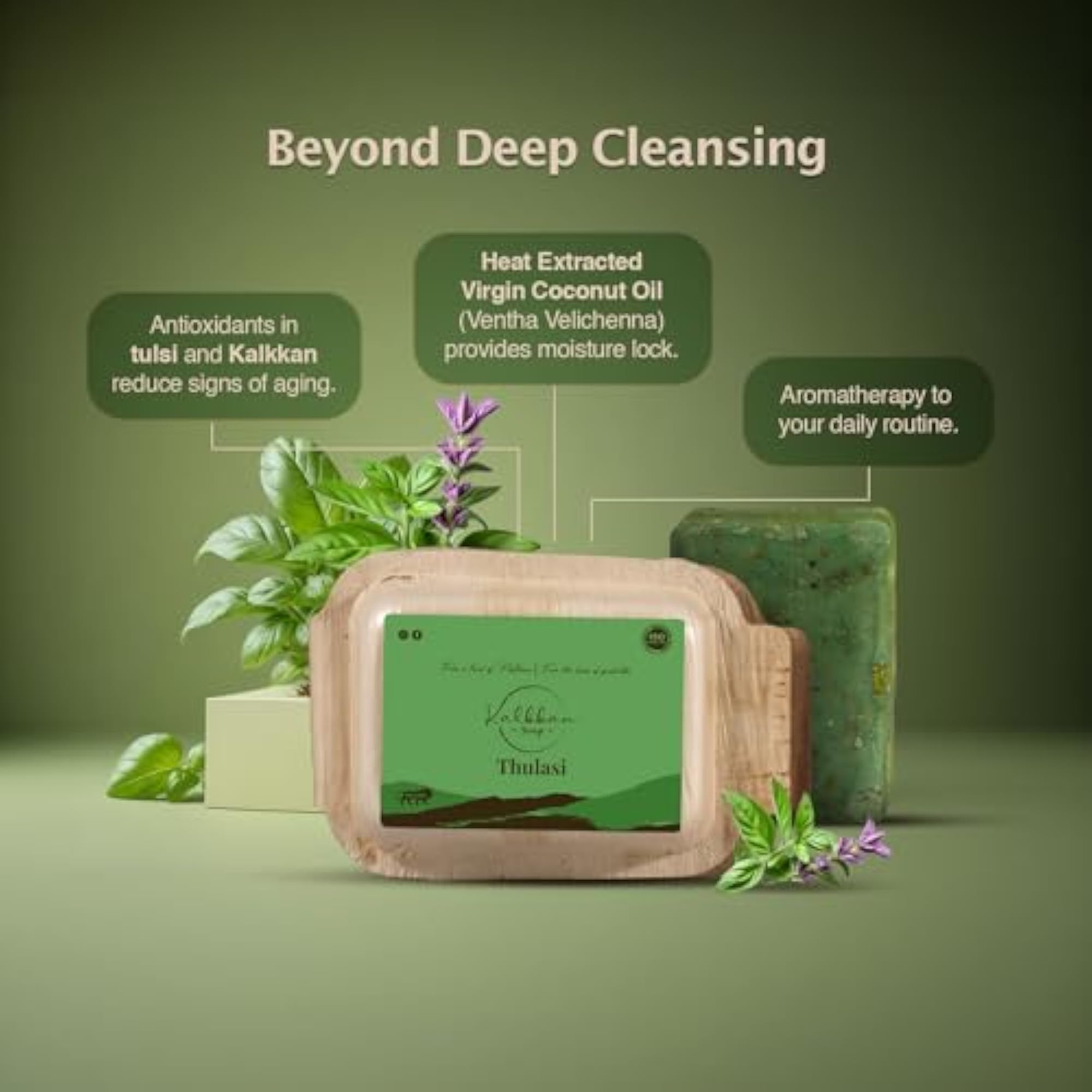 Kalkkan Ayurvedic Natural Tulasi Herbal Bath Soap