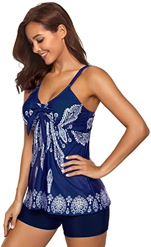 Women's 2 Piece Tankini Set Swimsuits Modest Tummy Control Slimming Bathing Suit with Boyshort Swimwear3