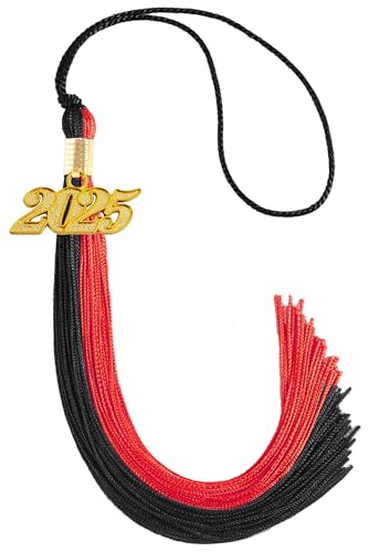 Image of Graduation Tassel 2025,Black and Red Tassel 2025
