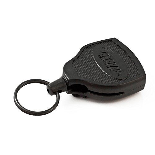 Key-Bak Super 48 Locking Professional Heavy Duty Self Retracting Key Reel with Retractable Kevlar Cord, 48" Black (2 Pack)