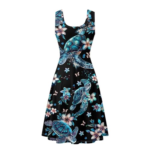Image of Dreaweet Casual Sleeveless Dresses for Women Girls, Round Neck Tank Dresses with Pockets Summer Sundress Size XS-4XL