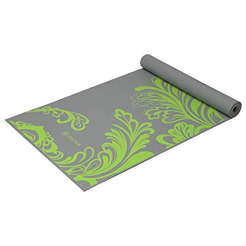 Gaiam Yoga Mat Classic Print Non Slip Exercise & Fitness Mat for All Types of Yoga, Pilates & Floor Workouts, Citron Wave, 4mm