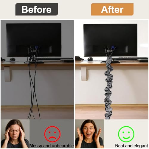 Image of Chandelier Cord Cover Gray 2 Pack with Touch Fasteners,39.37inches Brushed Polyester Fabric Chain Sleeve for TV Cord Cover Decorative Wire Hider Easy Install Convenient for Wire Management