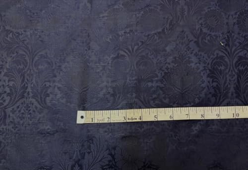 Tissu brocart de soie bleu marine pour robe de soirée chic
