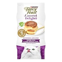 Purina Fancy Feast Layered Delights Chicken Mousse Topped with Flaked Skipjack Tuna Gourmet Wet Cat Treats - 1.96 oz. Pack of 8