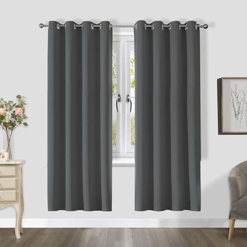 CUCRAF Blackout Curtains, Dark Grey, W46 x L72