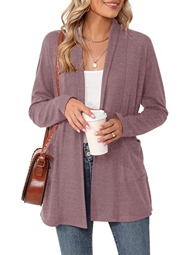 Image of Micoson Women's Long Sleeve Open Front Cardigan Casual Loose Lightweight Cardigans with Pockets