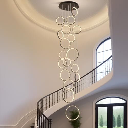Lustre géométrique moderne LED réglable pour éclairer de grands volumes sombres