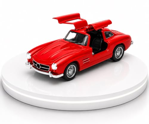 Image of 1:36 Scale Mercedes Vintage Die-Cast Toy Car for Kids - Pull Back Sports Metal Model Vehicle with Openable Doors, LED Lights & Music | Alloy Mini Car Gift for Boys, Birthday & Collectors 【RED】