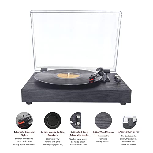 Tourne-Disque Vinyle, Tourne-Disque phonographe Vintage avec Haut-parleurs intégrés, réglage à Trois Vitesses et réglage du Volume, BT/AUX, Fonctionnement à Un - Les Beatles, Paul McCartney, John Lennon, RIngo Starr, George Harrison Tourne-Disque Vinyle, Tourne-Disque phonographe Vintage avec Haut-parleurs intégrés, réglage à Trois Vitesses et réglage du Volume, BT/AUX, Fonctionnement à Un – Image 7