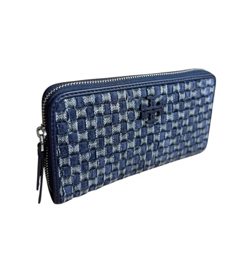 Tory Burch Women's Thea Denim Zip Continental Wallet With ID Card Case (Denim/Tory Navy)4