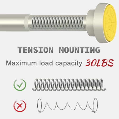 Thestoa Brushed Nickel Shower Curtain Rod Adjustable 43-78 inch, 1\"Diameter Spring Tension Curtain Rod No Drill, Anti-Rust Non-Slip Shower Rod for Bathroom Tension Rod
