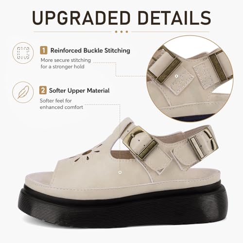 Image of Platform Sandals for Women Chunky Ankle Buckle Casual Open Toe Comfortable Flower Decoration Fisherman Sandals