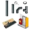 Canna Fumaria Kit Tubi Stufa a Pellet DN 80, Canale da Fumo con Elementi Componibili Rigidi in Acciaio al Ferritico, Nero Opaco, Spessore Minimo 8/10mm, Conforme Standard Marcatura CE | Brico Kit