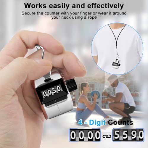 image for Decymis 2 Pack Clicker Counter, Metal Hand Tally Counter Clicker, 4 Di