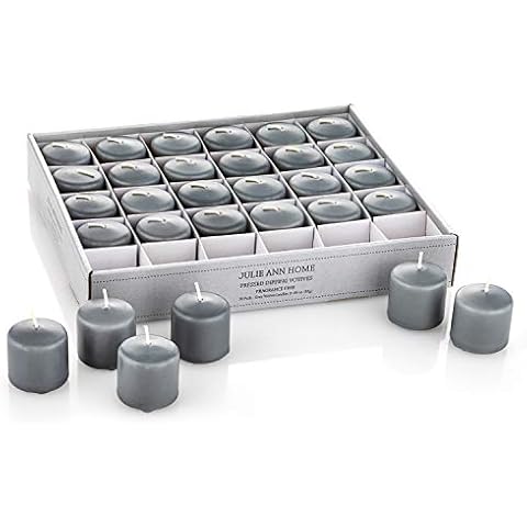 Grey Unscented Votive Candle - Set of 30 | Bulk Pack for Weddings, Bridal Showers or Home Parties and Centerpieces Cover