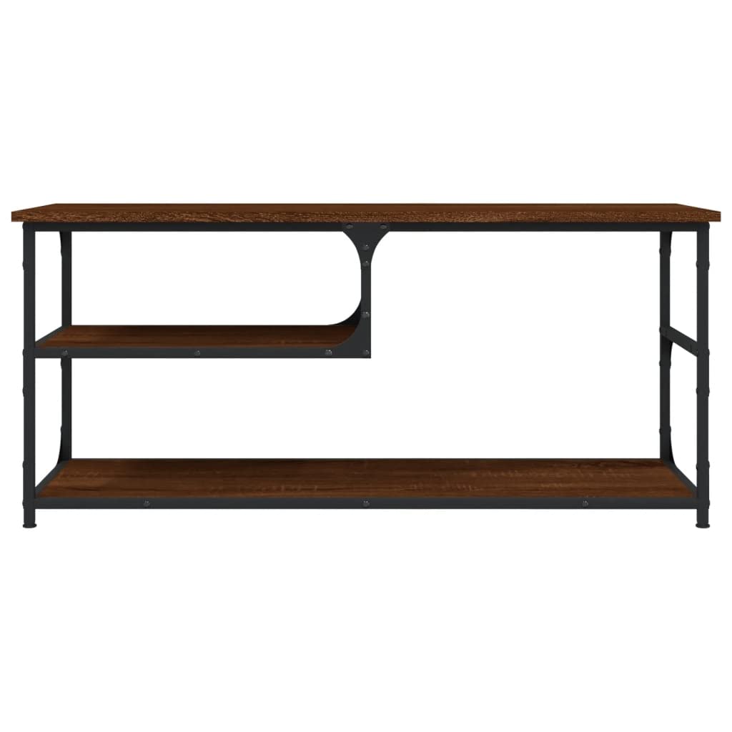 Homgoday Szafka telewizyjna Sklejka i stal brązowa dąb 103x38x46,5 cm, szafka pod telewizor salon jadalnia stół kawowy telewizor sprzęt muzyczny szafa meble telewizor meble meble meble