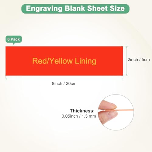 Image of M METERXITY 6-Pack Engraving Blank Materials Double Color 8x2 Inch, 1.3mm Thick ABS Plastic Sheet Yard Signs Name Plate for Door /Office /Home /Conference /Hotel /DIY Carving[Red /Yellow]