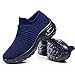 Slow Man Slip on Breathe Mesh Walking Shoes Womens Fashion Sneakers Comfort Wedge Platform Nurse Shoes Navy Blue,10.5