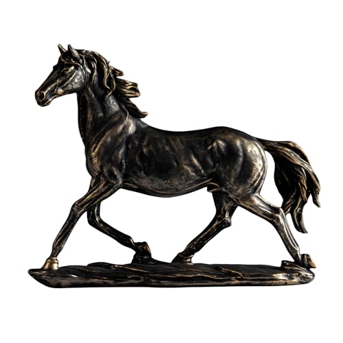 Cutfouwe Décoration de Statue de Cheval,Figurine d'art de Cheval Debout en résine pour Bureau à Domicile, bibliothèque et Armoire à vin,d'or