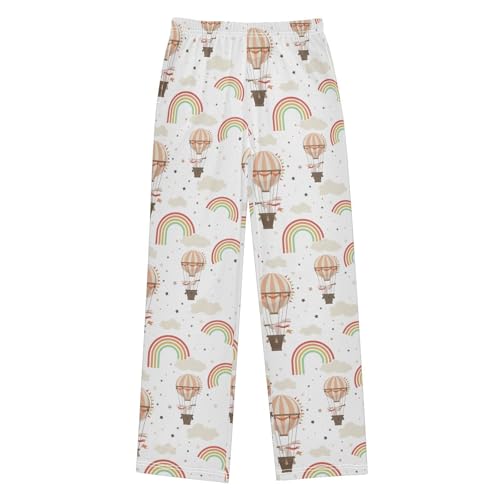 Bunny Hot Air Balloon Boys Long Pants Soft Trousers Elastic Waist Kids Lounge Bottoms with Pockets S-XL