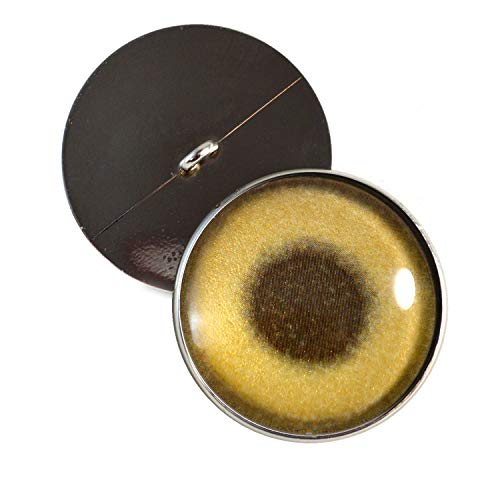 30mm Golden Color Metallic Sew On Glass Eyes Buttons with Loop for Crocheted Doll Stuffed Animal Soft Sculptures or Jewelry Making Crafts - Set of 2
