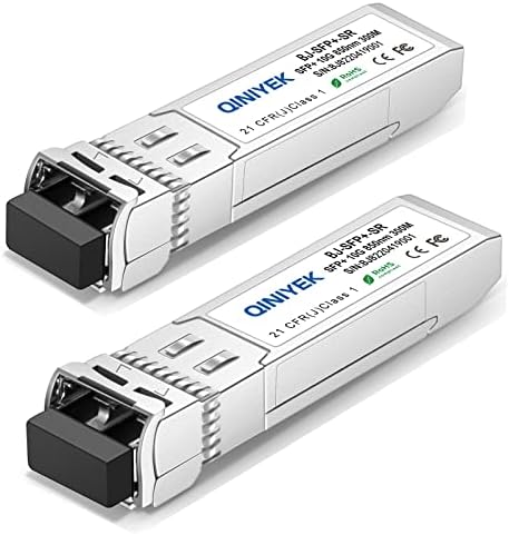 2Pack 10GBase-SR SFP+ Transceiver,10G SR SFP+ Multi-Mode LC Module 850nm,up to 300 m,Compatible with Cisco SFP-10G-SR, Unifi UF-MM-10G, Meraki MA-SFP-10GB-SR,Fortinet,Mikrotik,Netgear,Supermicro