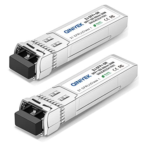 Image of 2Pack 10GBase-SR SFP+ Transceiver, SFP+ Multi-Mode to LC Module, 850nm MMF,up to 300 m,Compatible with Cisco SFP-10G-SR, Unifi UF-MM-10G, Meraki MA-SFP-10GB-SR,Fortinet,Mikrotik,Netgear,Supermicro
