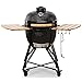 KAMADO BONO Ceramiczny grill do grillowania, 50 cm, czarny I Kamado grill na węgiel drzewny z dwustrefowym systemem grillowania, grill do jajek do gotowania, wędzenia i pieczenia