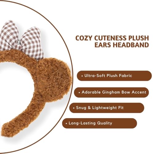 Image of Radhu & Kabby Teddy Bear Hair Band for Girls Kids | Cute Girls Hair Accessories | Teddy Ears Head band with Checkered Bow | Hairbands For Kids Girl | Kids hair Accessories, Fun Hair Bands